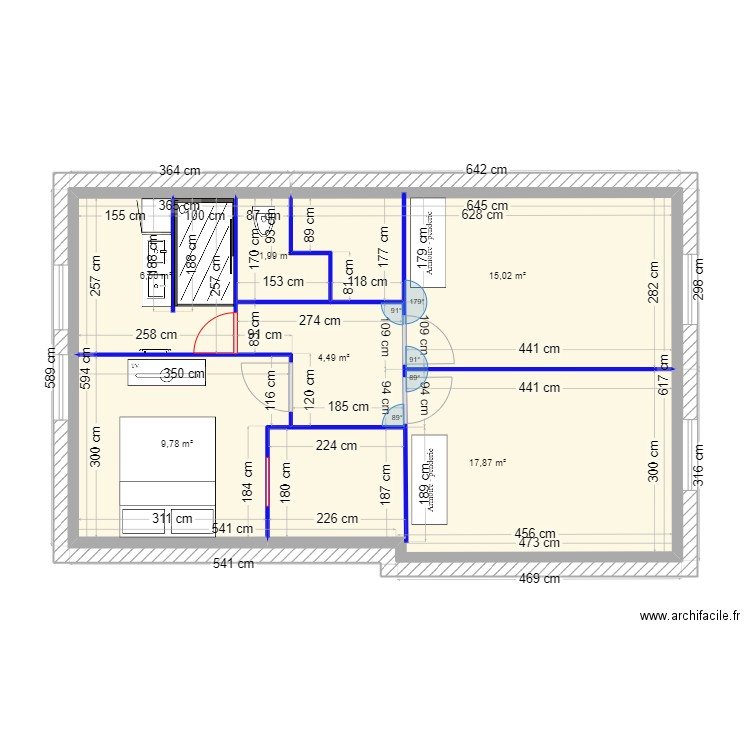 ETAGE NINITTE ET PIERRE. Plan de 6 pièces et 56 m2