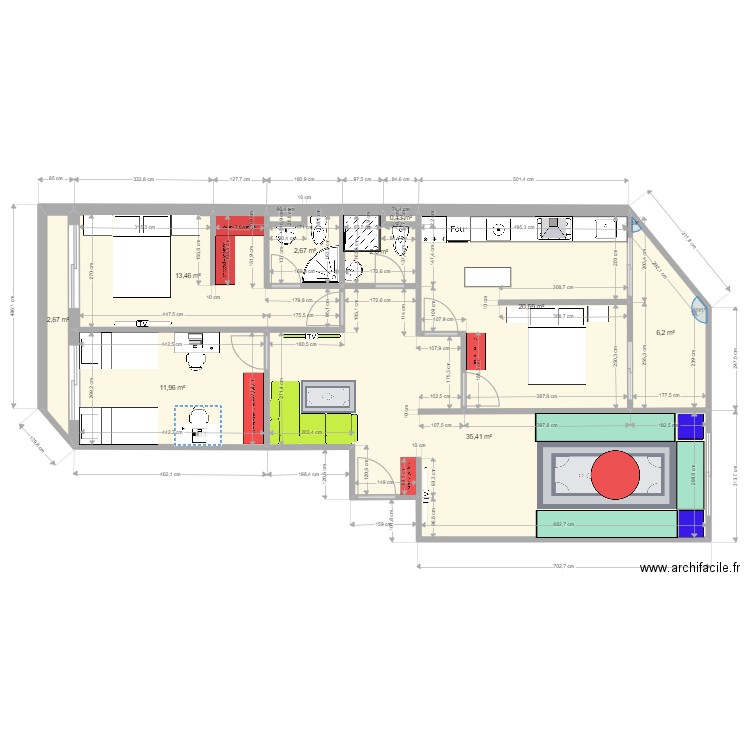 PLAN33. Plan de 9 pièces et 96 m2