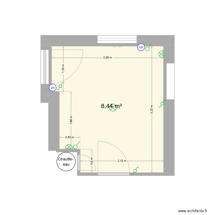 Cuisine été électricité. Plan de 1 pièce et 8 m2