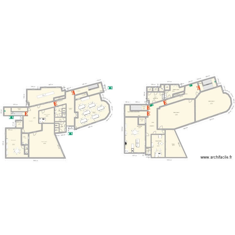 Crèche structure. Plan de 41 pièces et 689 m2