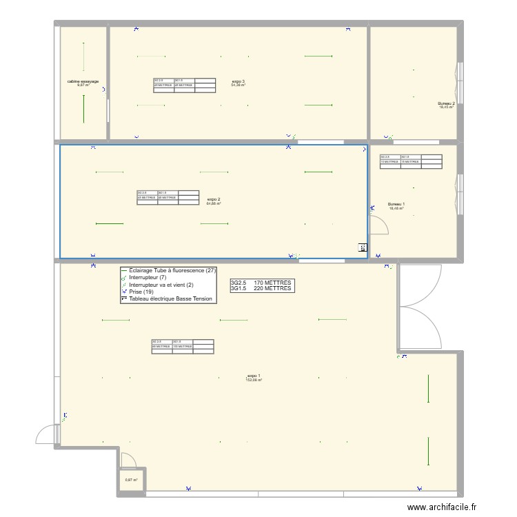 plan mille'occaz electricité. Plan de 7 pièces et 319 m2