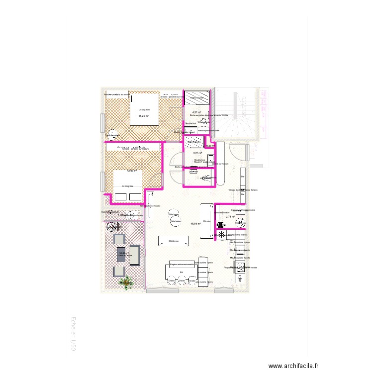 Tata Love. Plan de 9 pièces et 96 m2