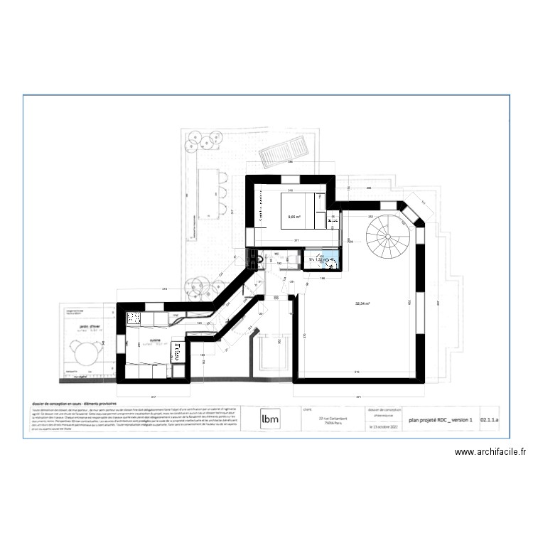 CORTAMBERT RDC 5. Plan de 4 pièces et 43 m2