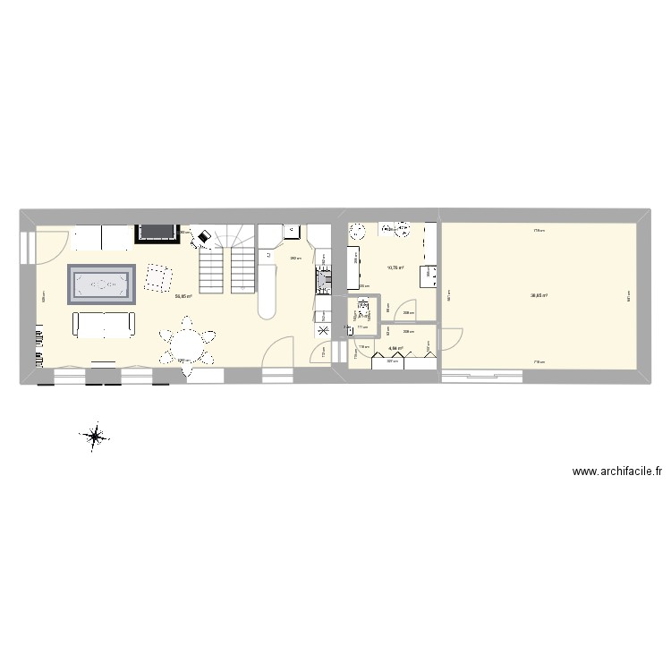 Keranfiol RDC test 2. Plan de 5 pièces et 113 m2