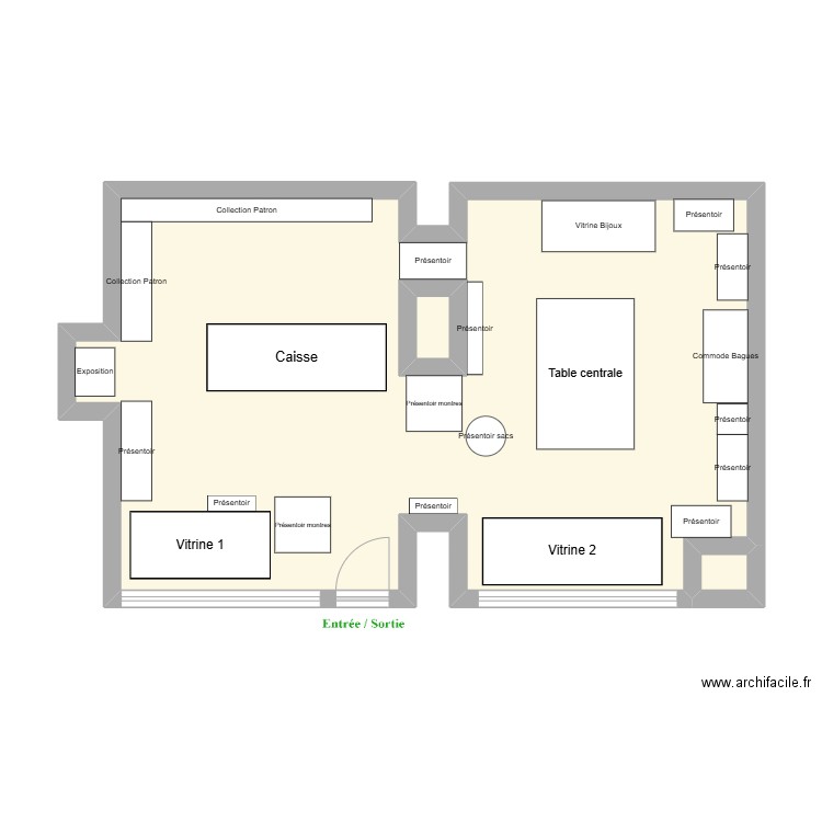 Plan Boutique 3. Plan de 3 pièces et 55 m2