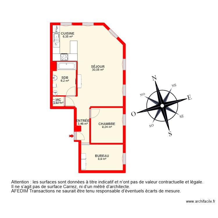 BI24003 -. Plan de 9 pièces et 65 m2