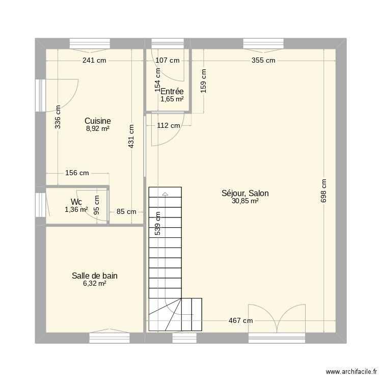 Essai Fin . Plan de 5 pièces et 49 m2