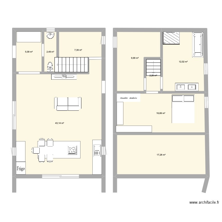 maison finale V3. Plan de 9 pièces et 117 m2