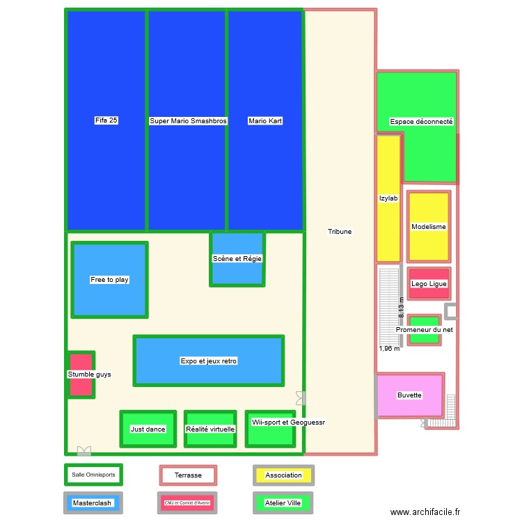 Salon Geek & Connect. Plan de 24 pièces et 1924 m2