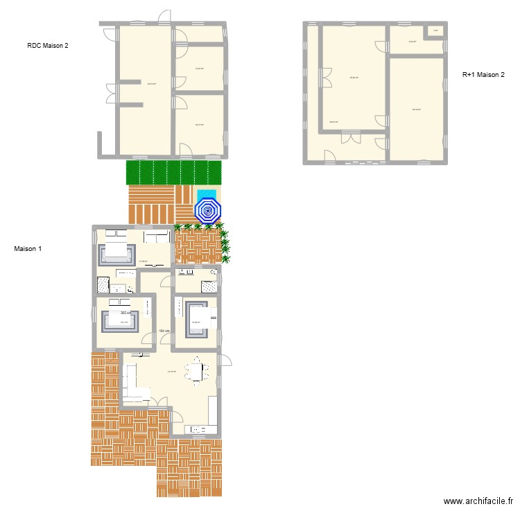 Double maison _ Belle Plaine 971_ Plan rénové. Plan de 12 pièces et 258 m2