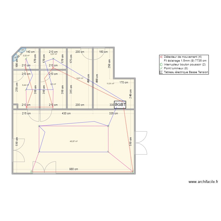 E52. Plan de 7 pièces et 92 m2