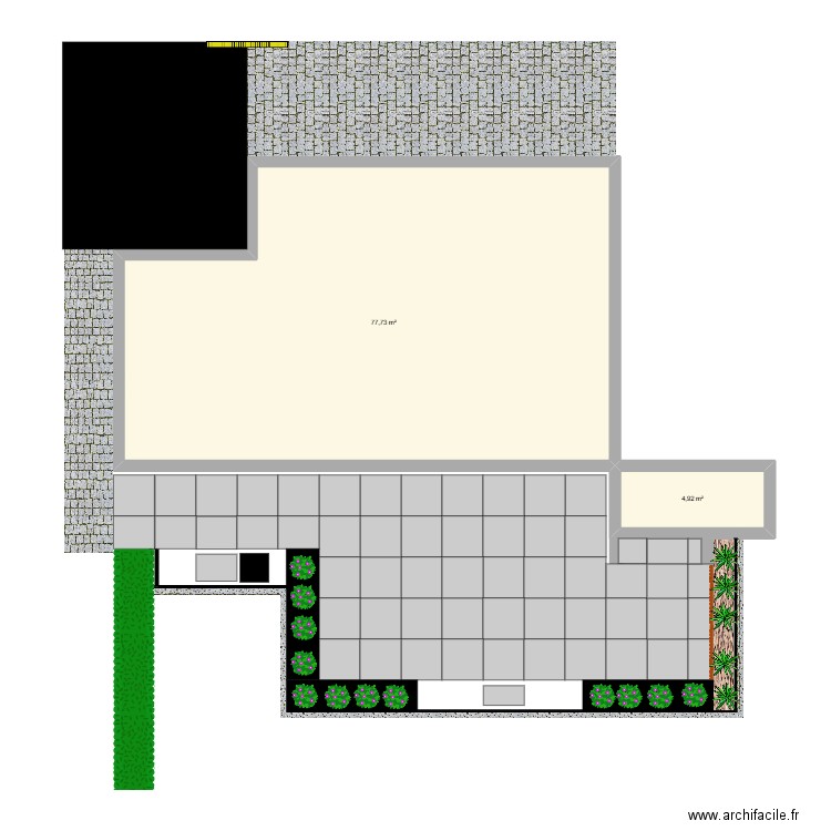 Delaisse. Plan de 2 pièces et 83 m2