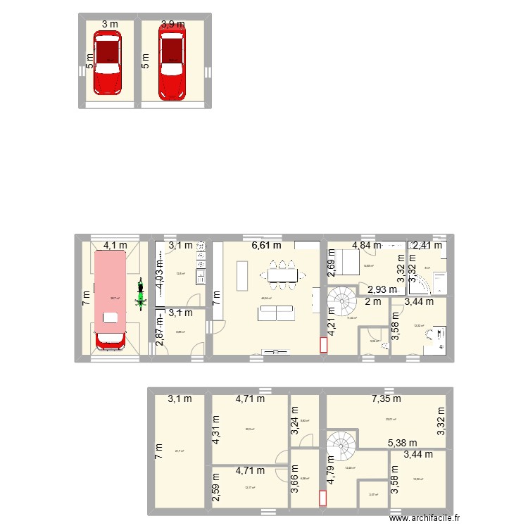 maison ligné. Plan de 20 pièces et 297 m2