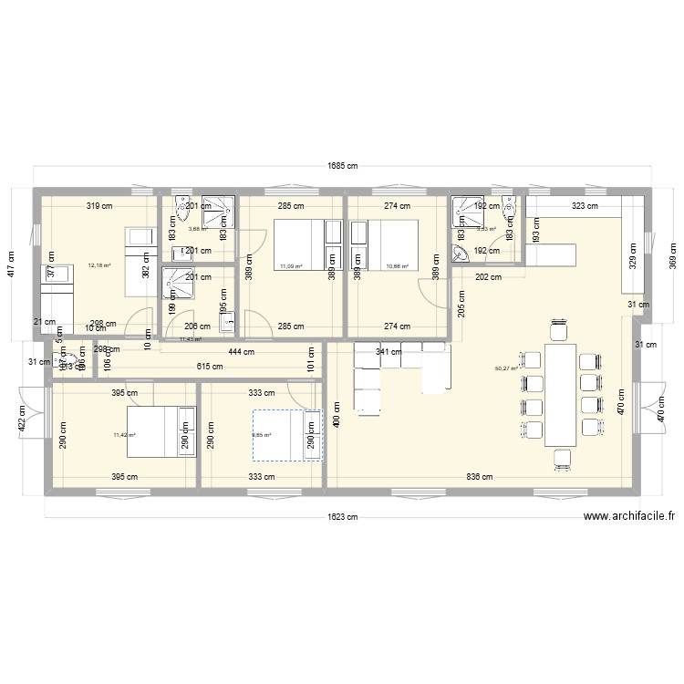 ander actuel. Plan de 9 pièces et 124 m2