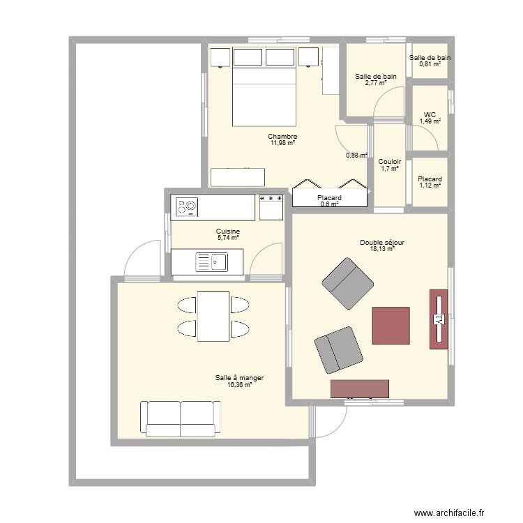 Plan St barth. Plan de 11 pièces et 62 m2