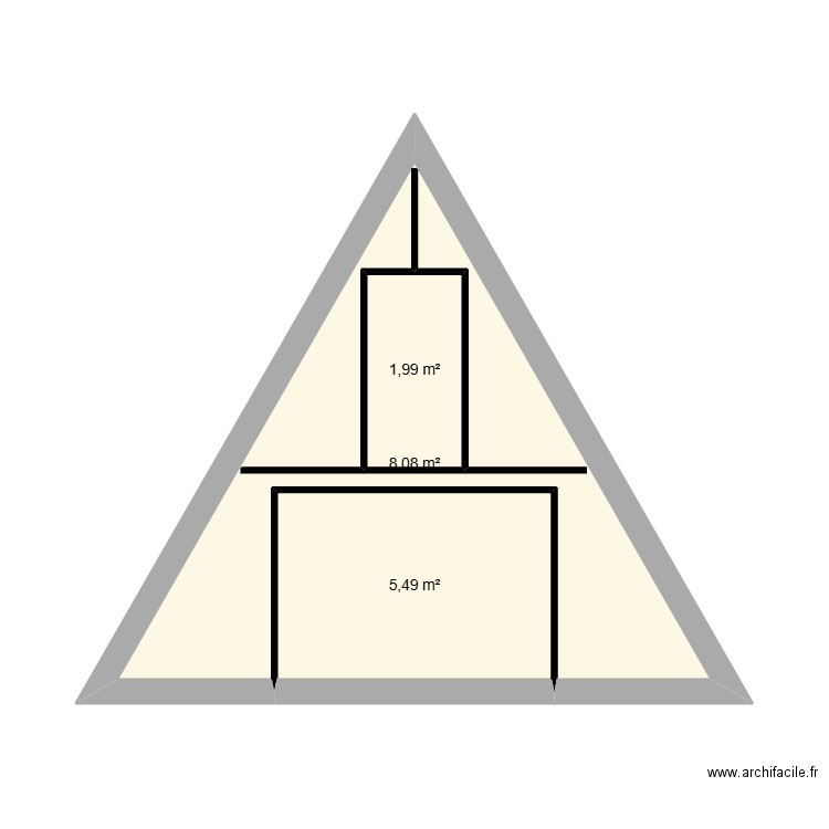 TRIANGLE. Plan de 3 pièces et 18 m2