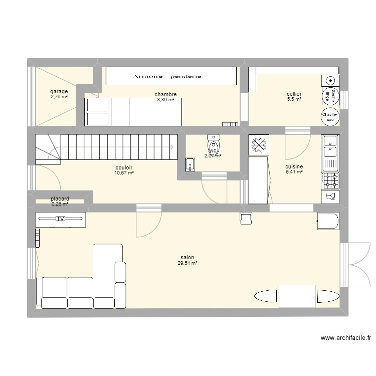 aurélie. Plan de 8 pièces et 66 m2