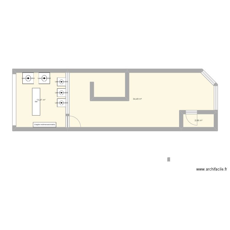 Commerce pattaya. Plan de 3 pièces et 50 m2