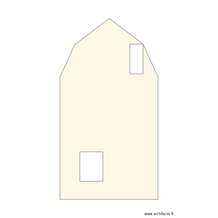 Façade est. Plan de 3 pièces et 47 m2