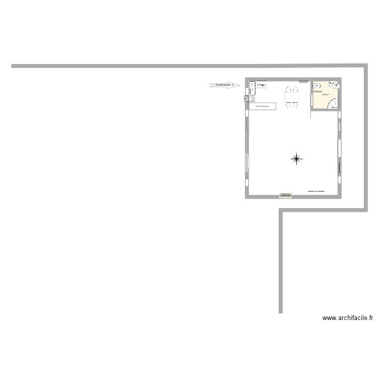 Moyenne maison 60  M² . Plan de 1 pièce et 5 m2