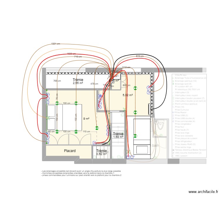 Domicile 2. Plan de 15 pièces et 53 m2