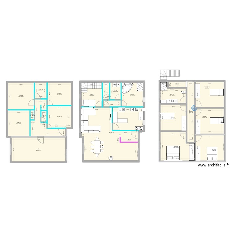 guillaume quintaine actuel rdc plus modif. Plan de 22 pièces et 260 m2