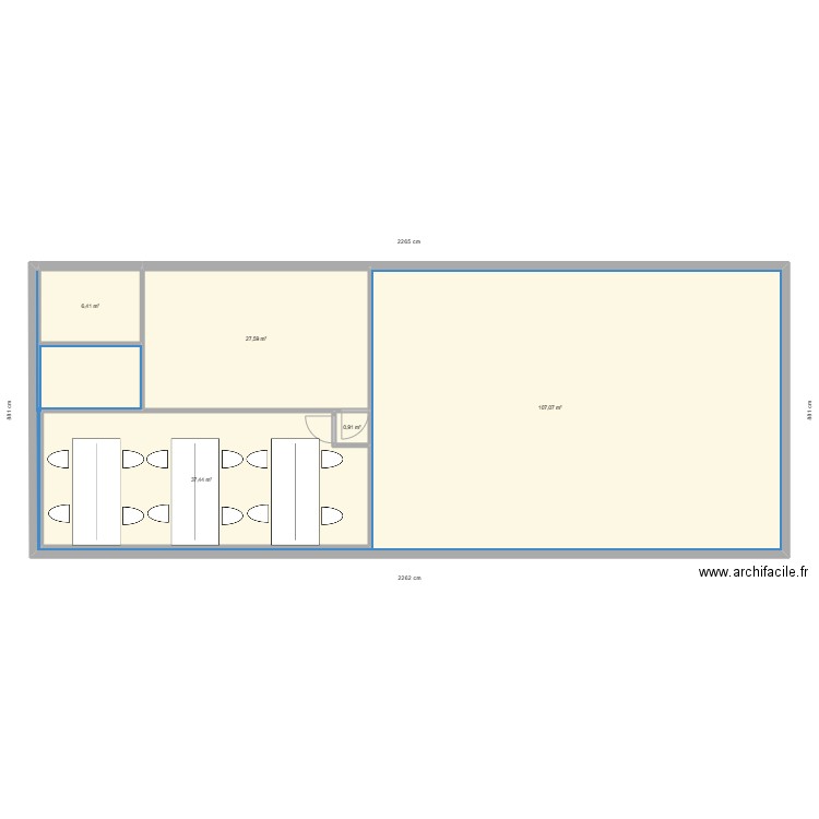 PF 1. Plan de 5 pièces et 179 m2