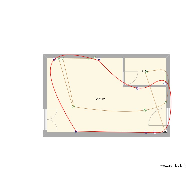 PLANN. Plan de 2 pièces et 40 m2