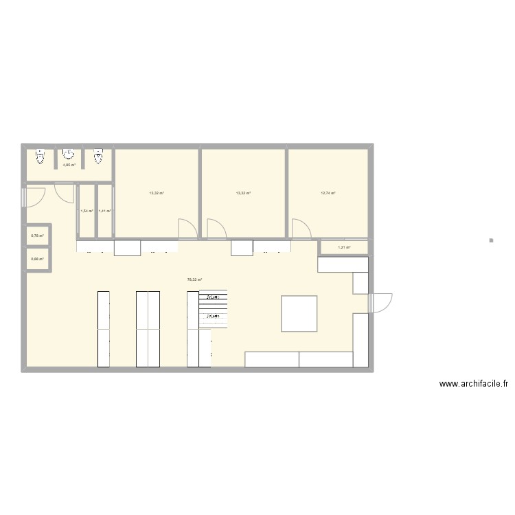 B22 Evenementiel. Plan de 10 pièces et 128 m2