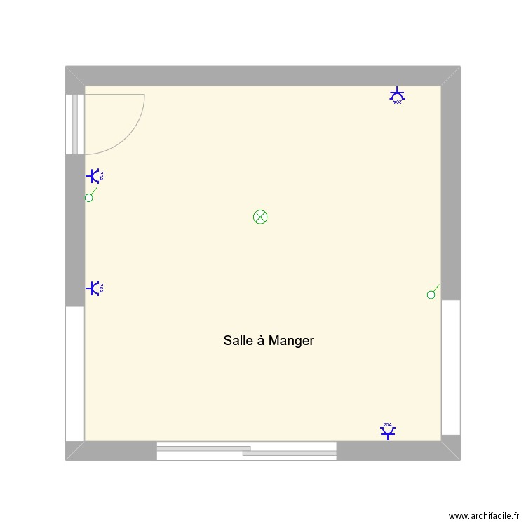 Salle à manger. Plan de 1 pièce et 23 m2