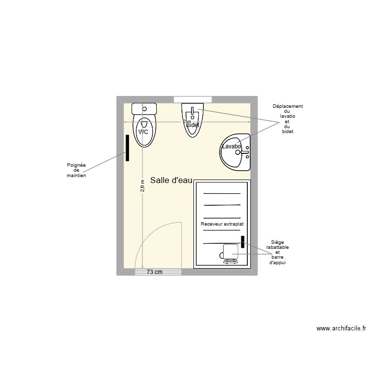 JANY Adaptation. Plan de 1 pièce et 5 m2