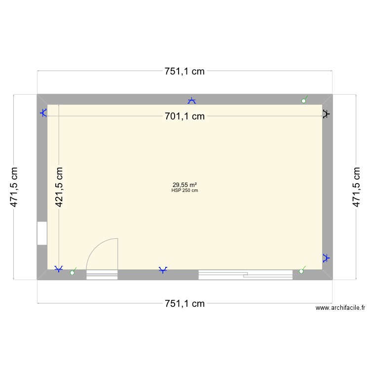 Garage. Plan de 1 pièce et 30 m2