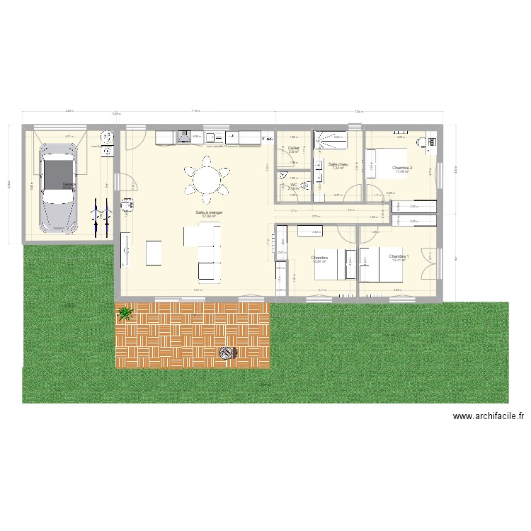 PROJET PP NAHENAHE. Plan de 8 pièces et 125 m2