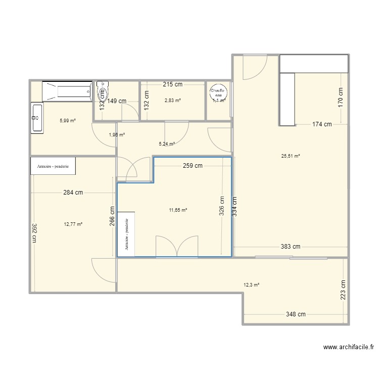 PLAN AVEC COTE VIERGE. Plan de 9 pièces et 79 m2