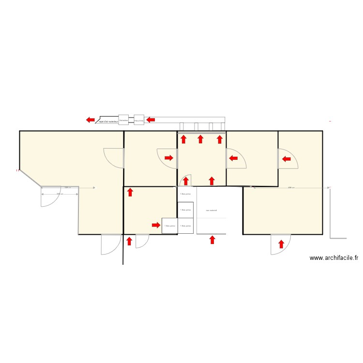 Le Mesnil aeraulique. Plan de 7 pièces et 91 m2