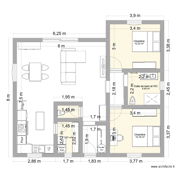 maison plan2. Plan de 5 pièces et 30 m2