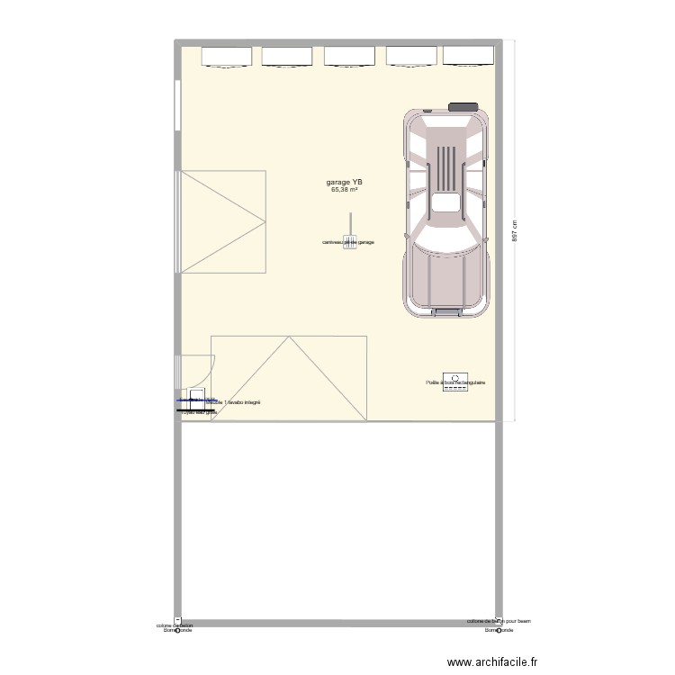 Garage YB. Plan de 1 pièce et 65 m2