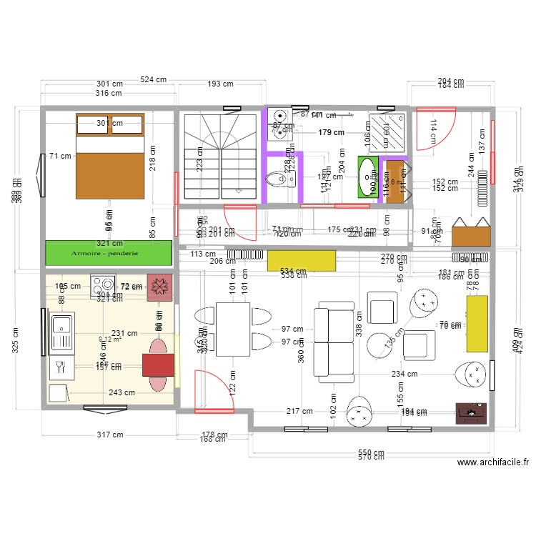 Ploeren. Plan de 2 pièces et 10 m2