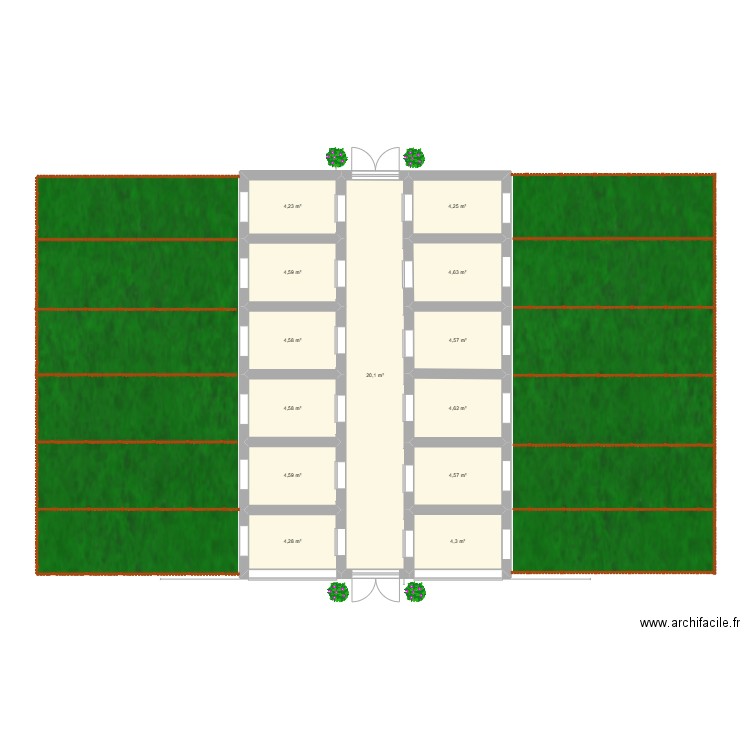 écurie des proprio. Plan de 13 pièces et 74 m2