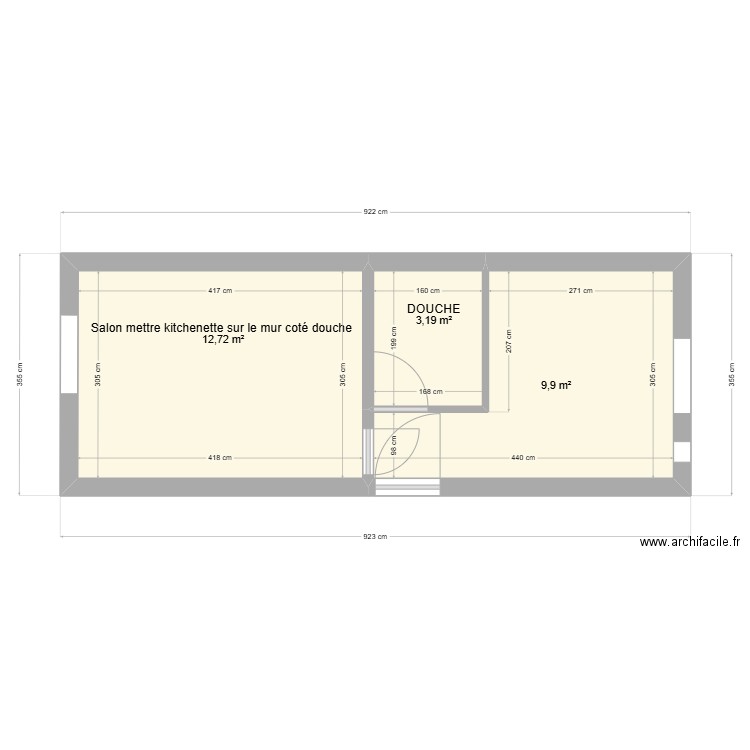 159 chevaleret salle de bain Wc. Plan de 3 pièces et 26 m2