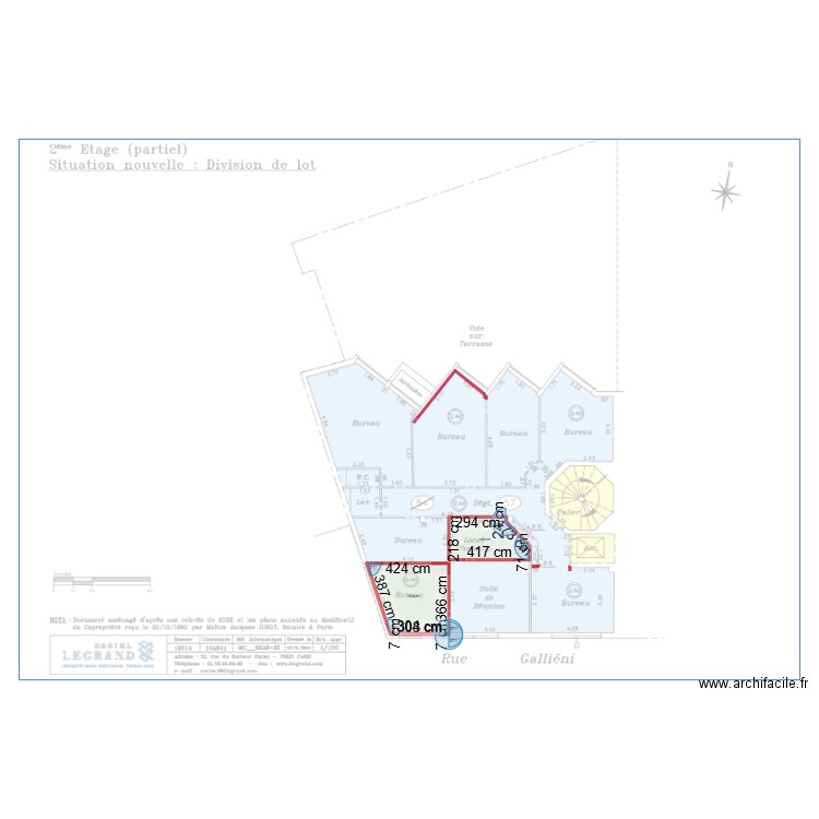 GALLIENI EN COURS. Plan de 2 pièces et 21 m2