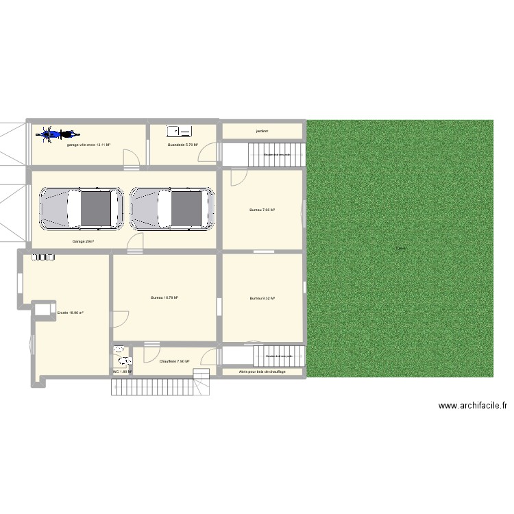 Moines. Plan de 11 pièces et 145 m2