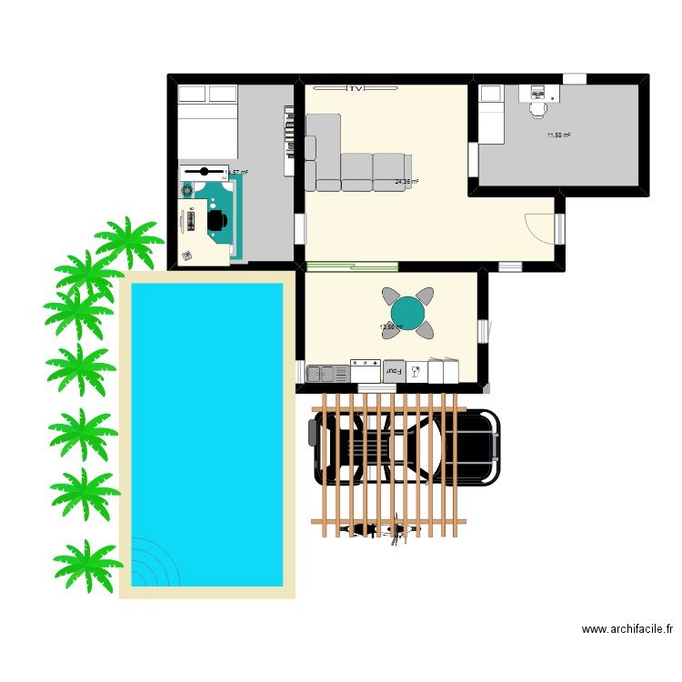 maison. Plan de 4 pièces et 64 m2