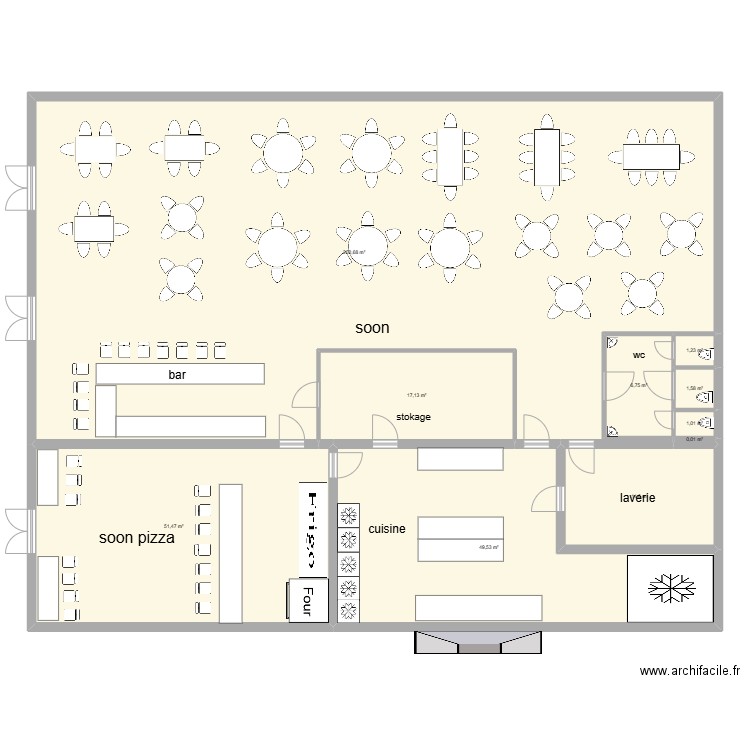 soon pizza 1.1. Plan de 10 pièces et 344 m2