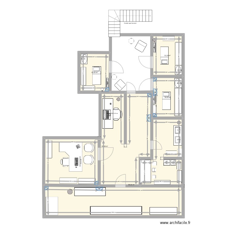 plan de l'institut. Plan de 5 pièces et 156 m2