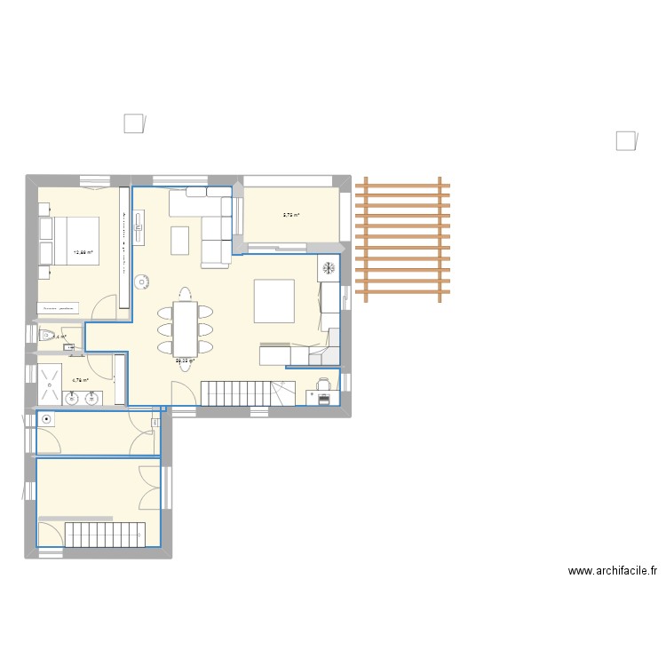 MAison1. Plan de 13 pièces et 158 m2