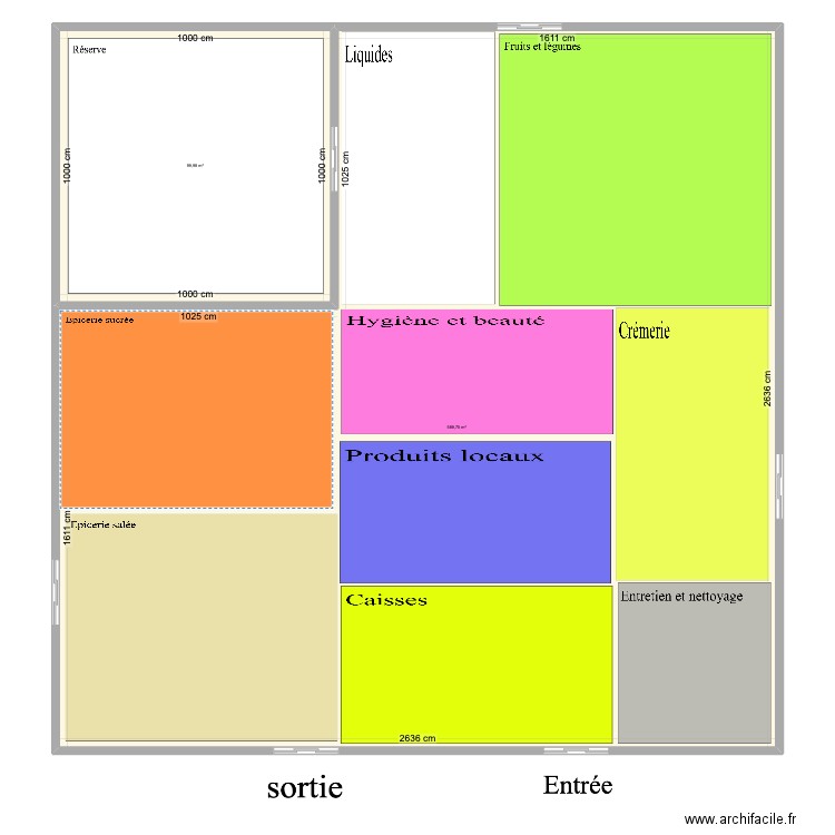 aménager la surface de vente. Plan de 2 pièces et 690 m2