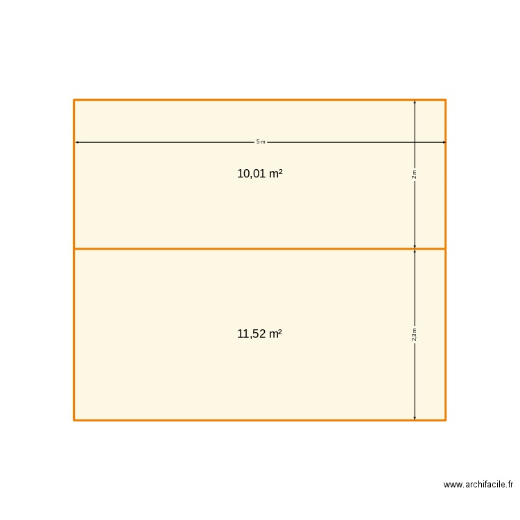 Surface toiture abri de jardin. Plan de 2 pièces et 22 m2