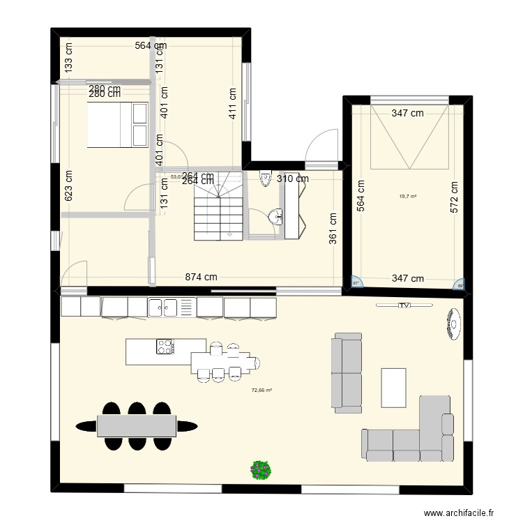 BLANDINE CUCHERAT. Plan de 3 pièces et 145 m2