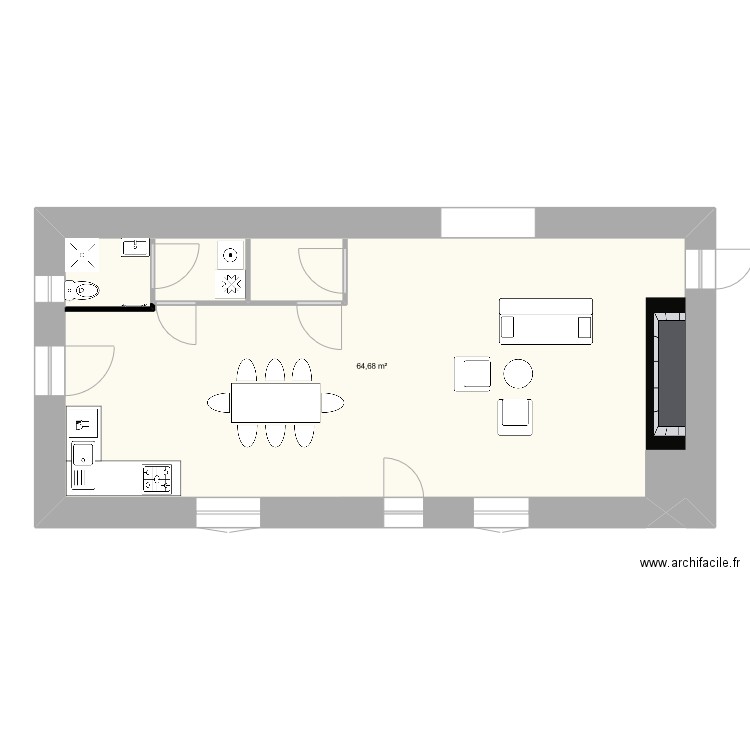 Combalier. Plan de 1 pièce et 65 m2